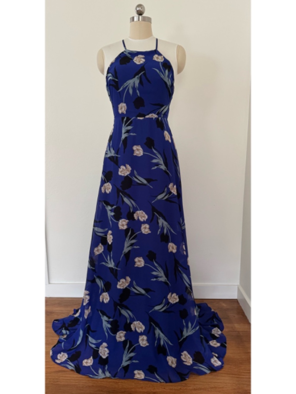 Lulus All I Need Royal Blue Floral Lace-Up Maxi